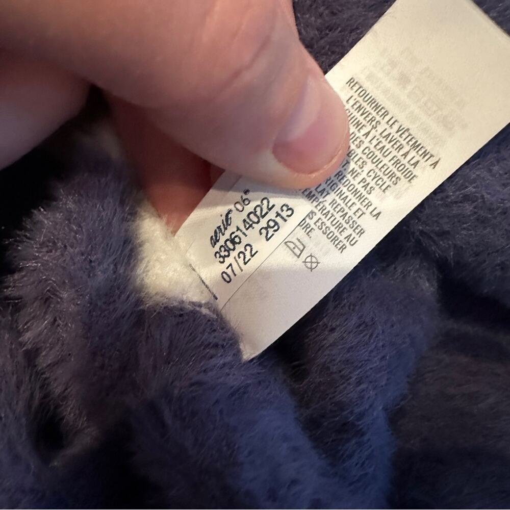 Aerie Flurry Soft Fuzzy Long Sleeve Striped Colorblock Pullover Sweater Sz L NEW - Picture 9 of 11